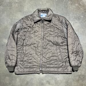 Vintage 70s Sears Brown/Dark Green Quilted Bomber Jacket